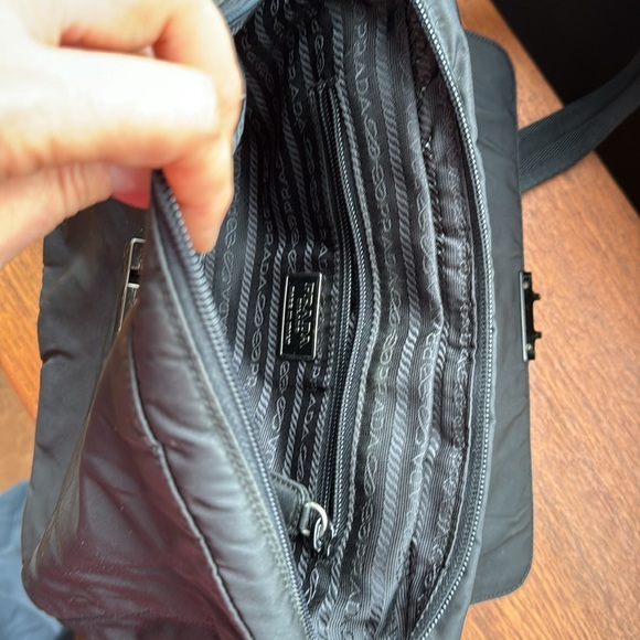 Prada black leather & nylon handbag. - Picture 5 of 12